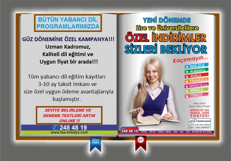 TÜRK AMERİKAN DERNEĞİ ANTALYA YABANCI DİL KURSU